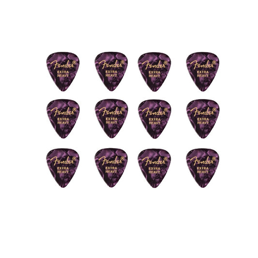 Fender 1980351676 12 darabos gitárpengető készlet, 351 forma, Extra Heavy, Violet Pearl