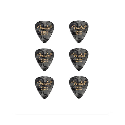 Fender 1980351643 6 darabos gitárpengető készlet, Premium Shape, Extra Heavy, fekete