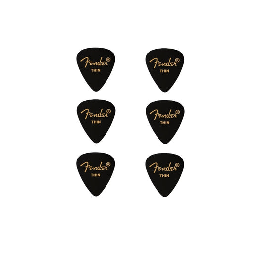Fender 351 (1980351706) 6 darabos gitárpengető készlet, Premium Shape, Thin, fekete