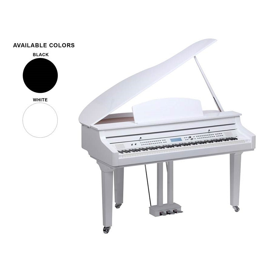 Medeli GRAND510WH Digitális baby grand zongora, 88 súlyozott billentyű (K8), Magasfényű fehér