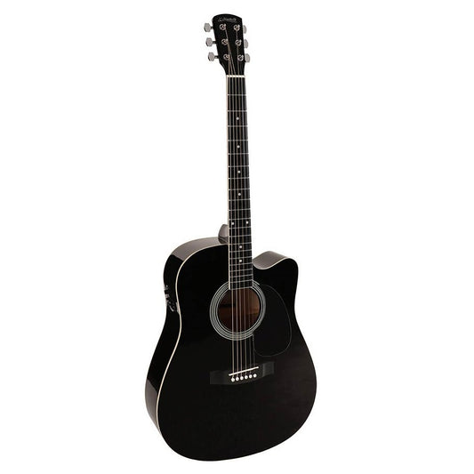 Nashville GSD60CEBK elektroakusztikus gitár, fekete, dreadnought cutaway