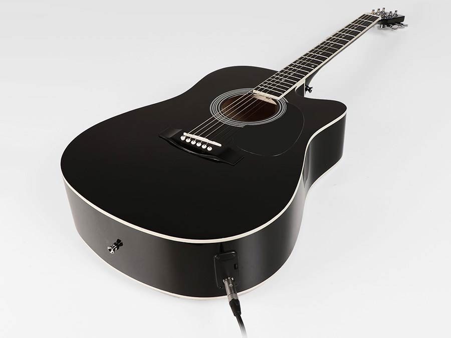 Nashville GSD60CEBK elektroakusztikus gitár, fekete, dreadnought cutaway