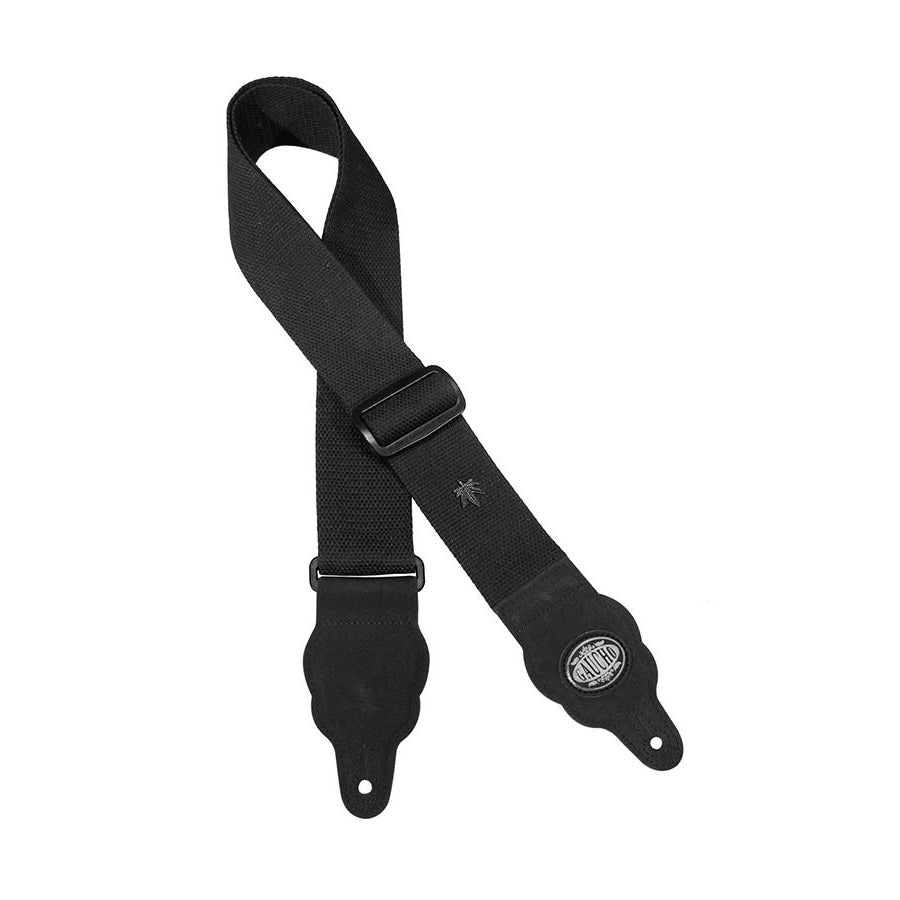 Gaucho GST100BK gitárpánt, kender, fekete velúr végek, fekete