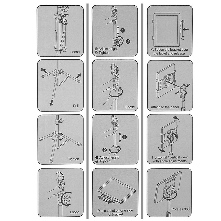 Boston IP01 univerzális tablet tartó állvány, hordtáskával, állítható magassággal
