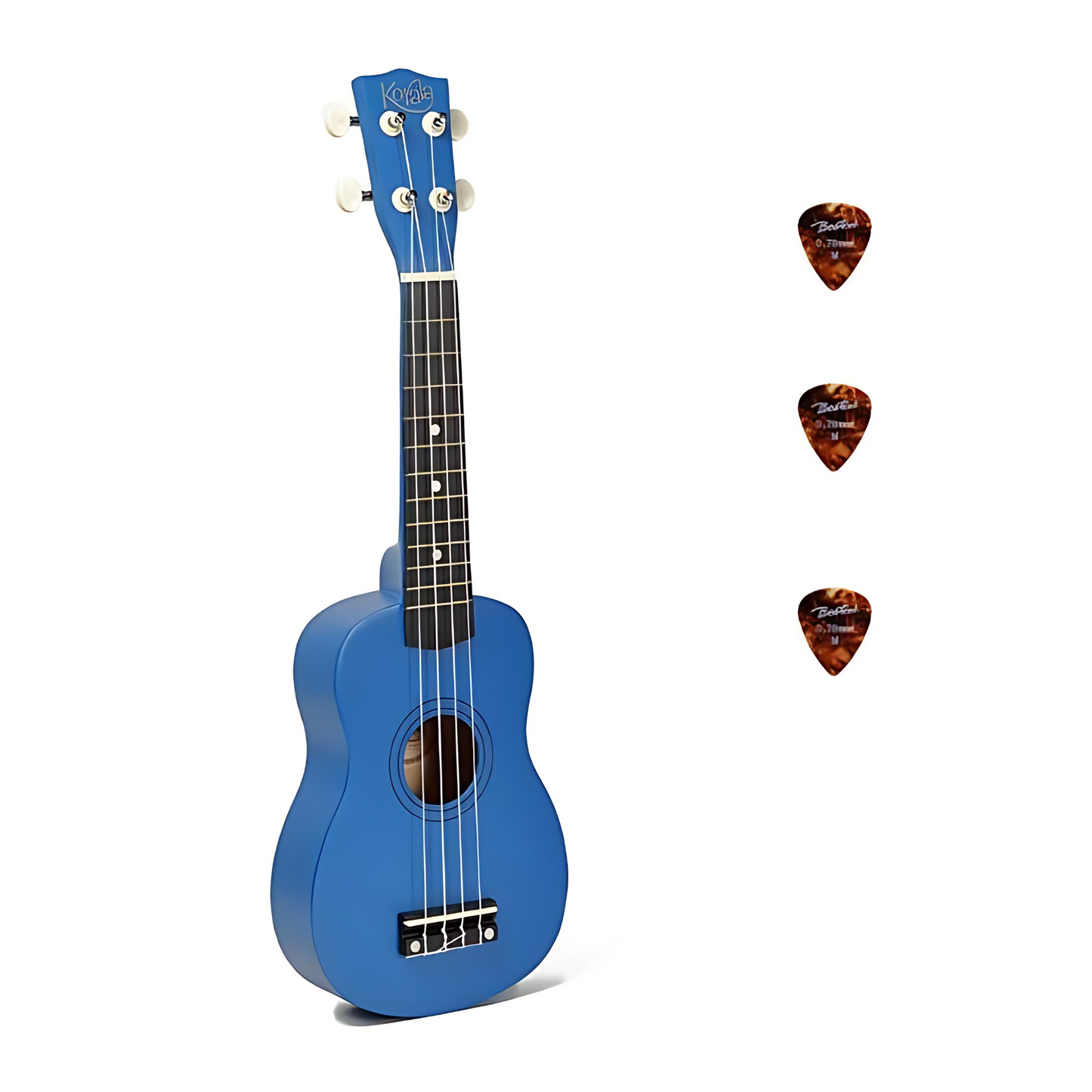 Korala UKS15BU Szoprán ukulele készlet, 3 pengető, matt kék (tok nélkül)