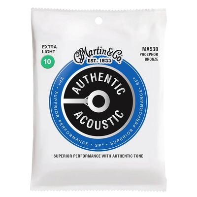 Martin MA530 akusztikus gitárhúr készlet, Authentic Acoustic, Extra Light 010–047