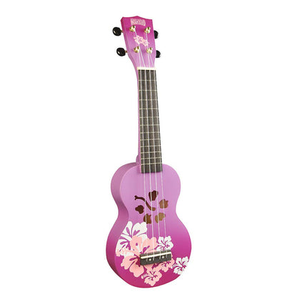 Mahalo MD1HBPPB Szoprán ukulele, Designer Hibiscus sorozat, lila burst kivitel, tokkal