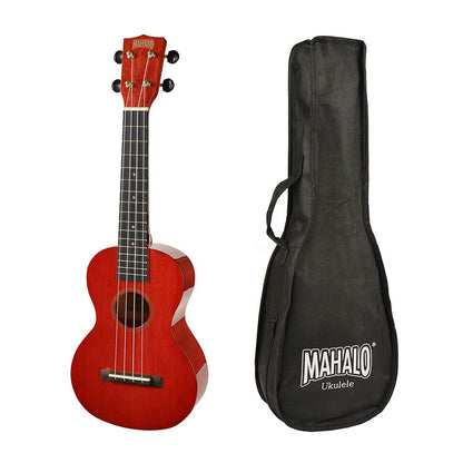 Mahalo MH2LTWR Koncert ukulele szett, tok, Áttetsző vörös