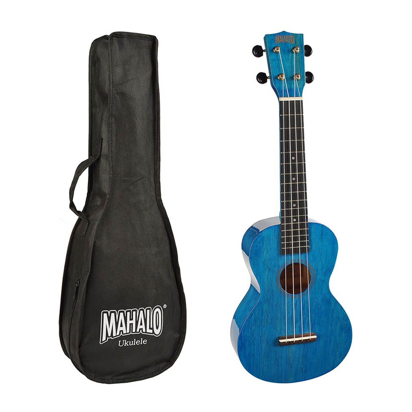 Mahalo MH2TBU Koncert ukulele szett, tok, Áttetsző kék