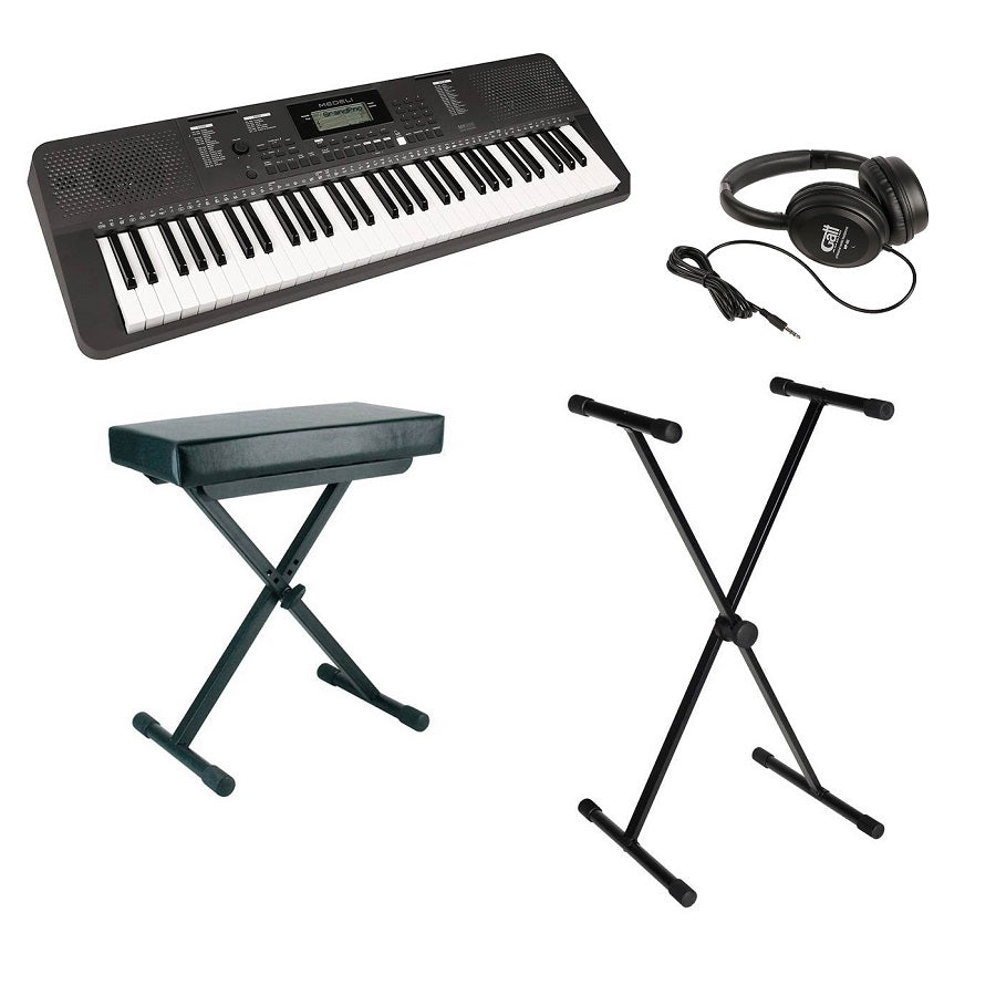 Medeli MK100 orgona szett fejhallgatóval, paddal és állvánnyal, 61 dinamikus billentyű, 480 hangszín, USB-MIDI