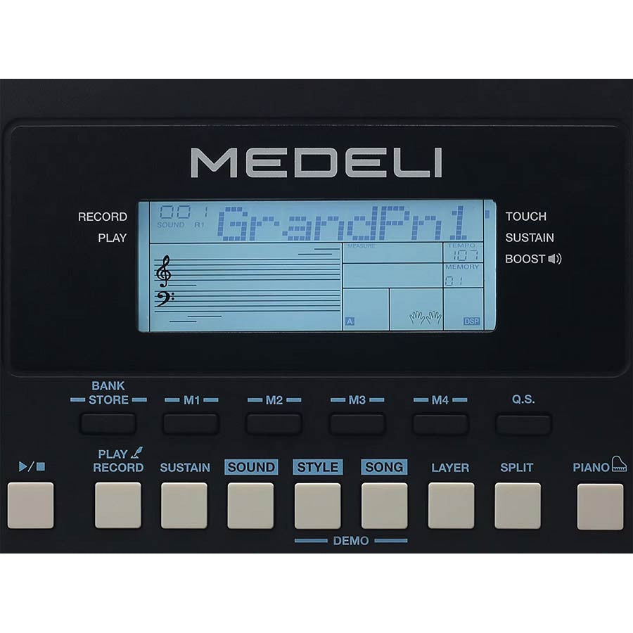 Medeli MK110 orgona szett fejhallgatóval, paddal és állvánnyal, 61 dinamikus billentyű, 500 hangszín, USB MIDI & Audio
