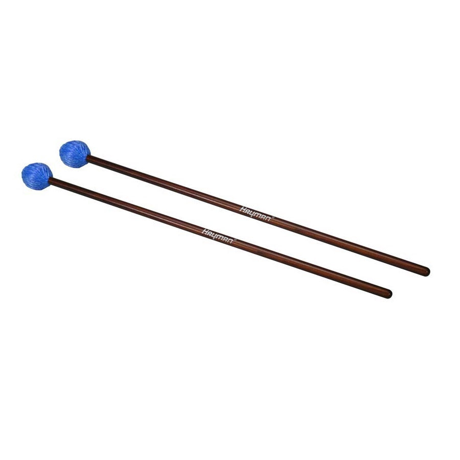Hayman MM2 marimba ütőpár, 425 mm, rattan nyél, 33 mm puha fej, kék