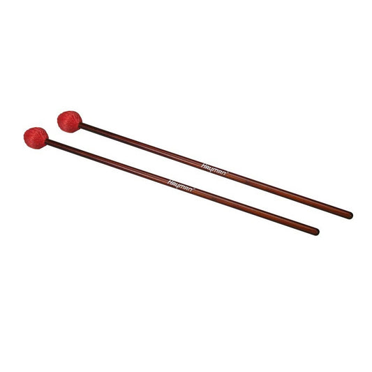 Hayman MM3 marimba ütőpár, 406 mm, rattan nyél, 32 mm közepesen kemény fej, piros