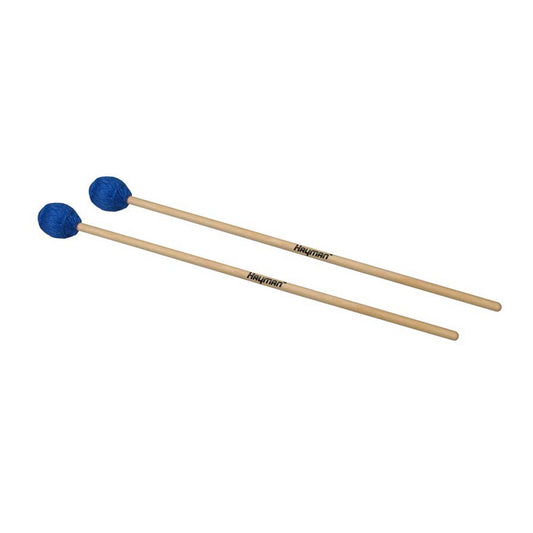 Hayman MM7 marimba ütőpár, 400 mm, juhar nyél, 34 mm közepesen lágy fej, kék