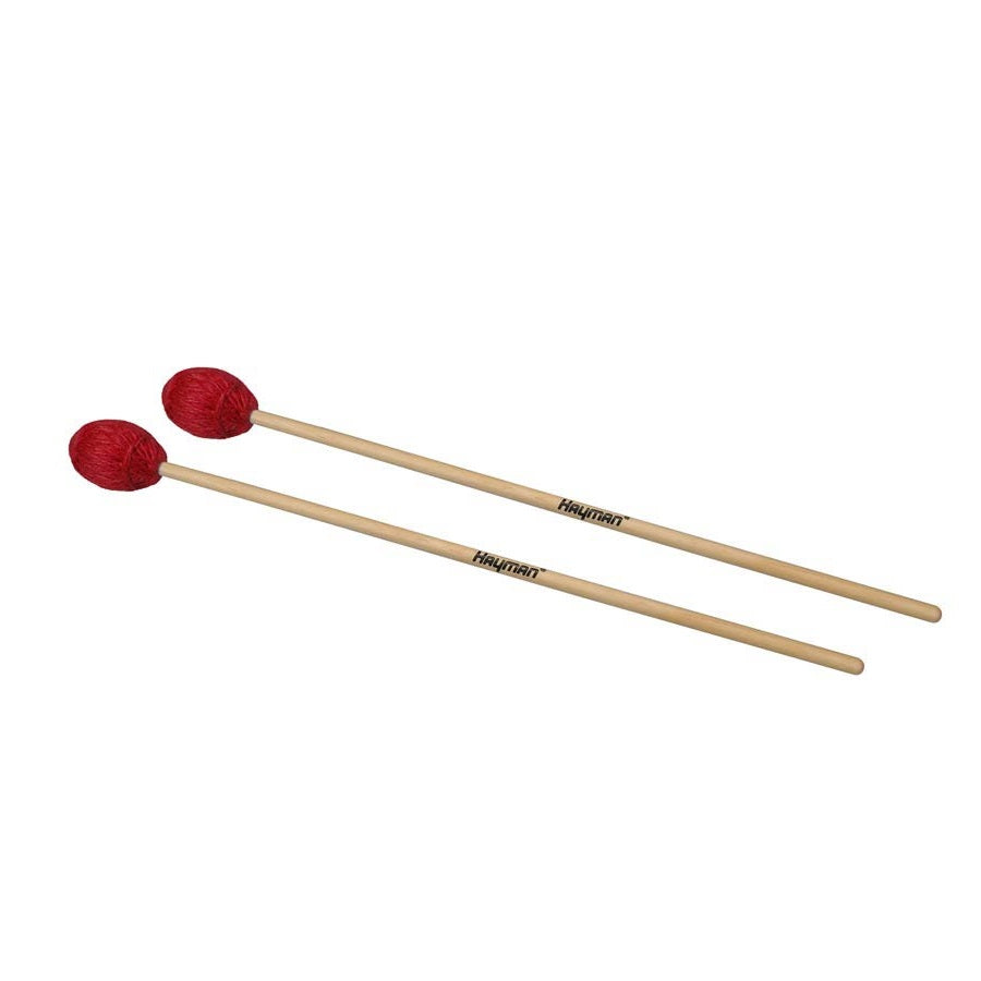 Hayman MM8 marimba ütőpár, 400 mm hossz, 36 mm közepes fej, piros
