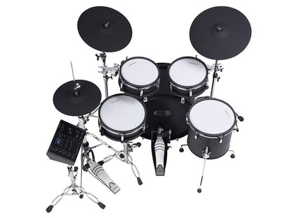 Medeli MZ729 elektronikus dobkészlet, hálóbőrös fa dobtestek, 20" lábdob, 748 hang, Bluetooth, Blackwood
