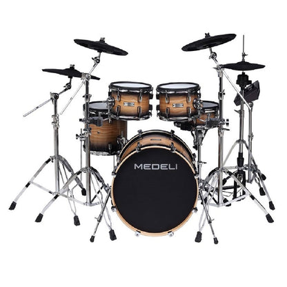Medeli MZ928 elektronikus dobkészlet, hálóbőrös fadobok, 20" lábdob, 906 hang, Bluetooth