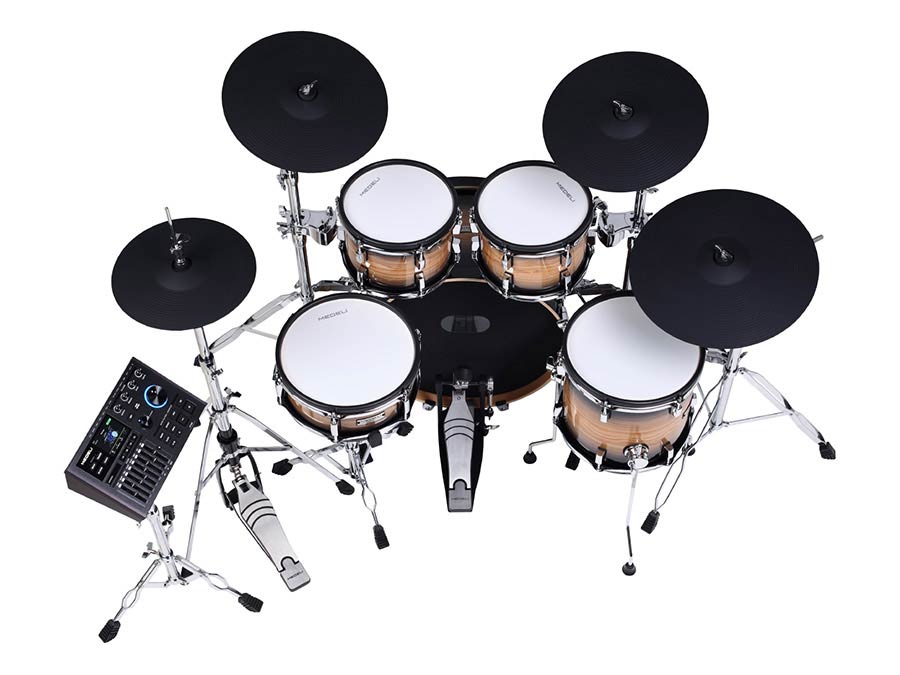 Medeli MZ928 elektronikus dobkészlet, hálóbőrös fadobok, 20" lábdob, 906 hang, Bluetooth