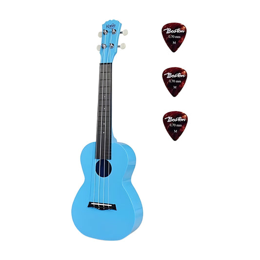 Korala PUC20LBU Koncert ukulele szett, tok, 3 pengető, Világoskék