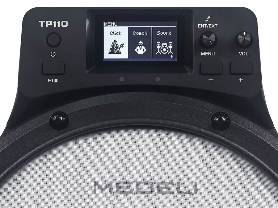 Medeli TP110 digitális gyakorlópad, 10" hálóbőr, 55 hang, Bluetooth, Coach funkció