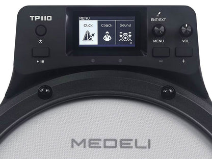 Medeli TP110 digitális gyakorlópad, 10" hálóbőr, 55 hang, Bluetooth, Coach funkció