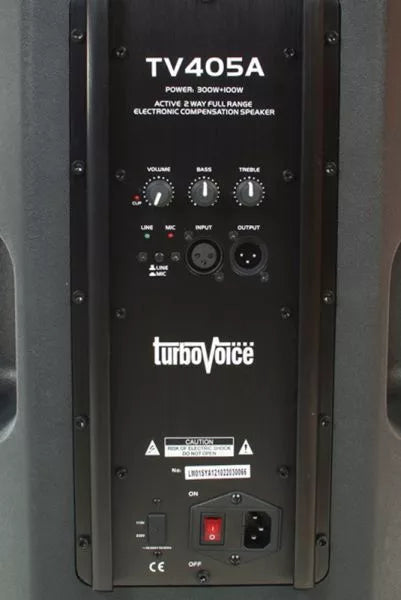 TurboVoice TV405A 2-utas aktív hangfal, 400 W RMS, 15” mélynyomó, 2” driver, XLR