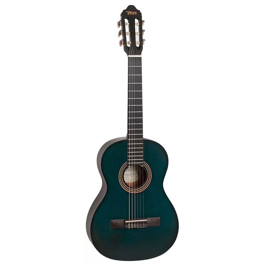 Valencia VC203TBU 3/4 Klasszikus tanuló gyerek gitár, Transparent Blue Kék