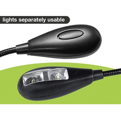 Boston MSL504 dupla LED kottalámpa, csíptetővel és USB kábellel, fekete