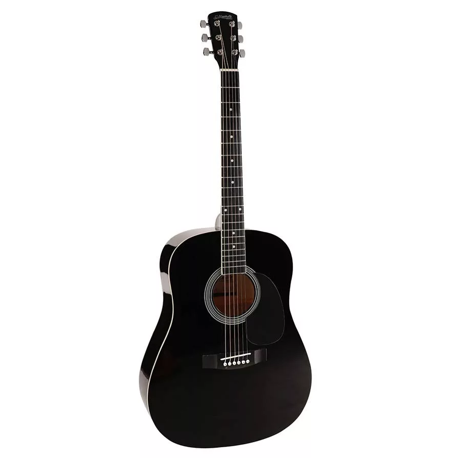 Nashville GSD60BK Akusztikus gitár, fekete, dreadnought