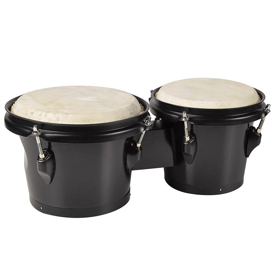 Hayman BG402BK Bongo dob, tömör fa, 6,8" + 7,8", természetes bőr, fekete kivitel