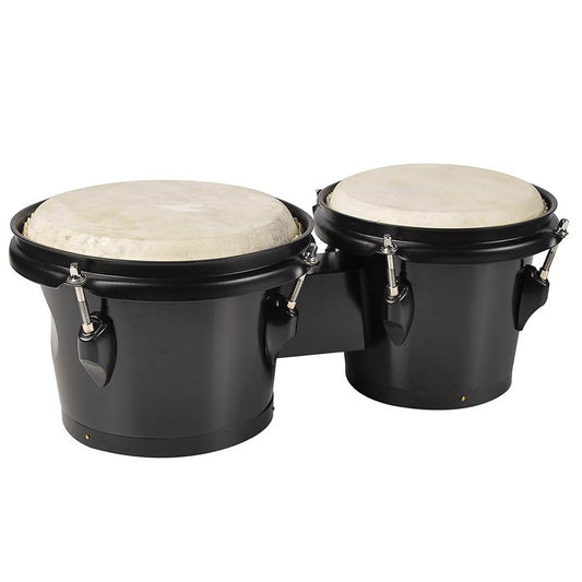 Hayman BG402BK Bongo dob, tömör fa, 6,8" + 7,8", természetes bőr, fekete kivitel