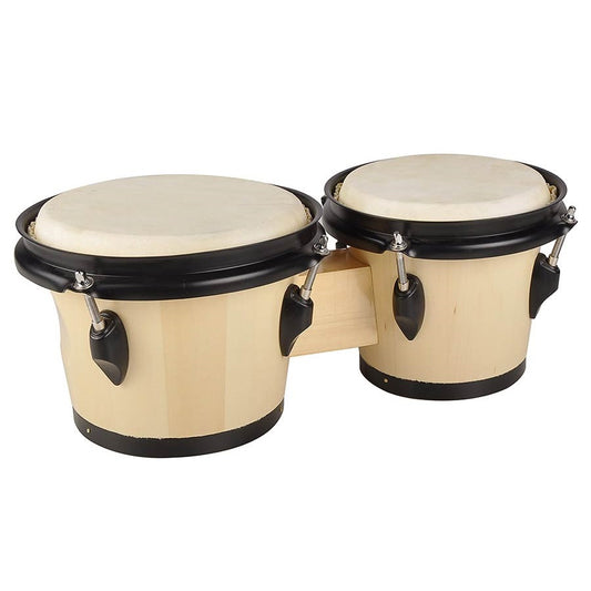 Hayman BG402NT Bongo dob, tömör fa, 6,8" + 7,8", természetes bőr, natúr/fekete kivitel