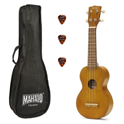 Mahalo MK1TBR Kahiko Series szoprán ukulele szett, barna átlátszó, tokkal és 3 pengetővel