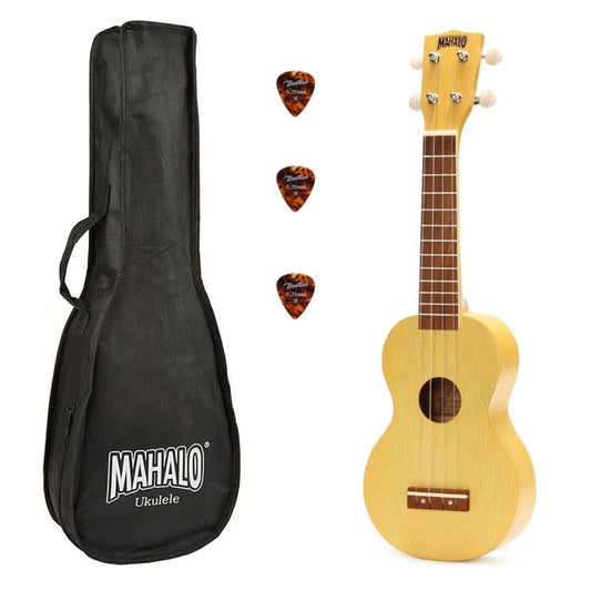 Mahalo MK1TBS Kahiko Series szoprán ukulele szett, karamell átlátszó natúr, tok és 3 penna tartozékkal