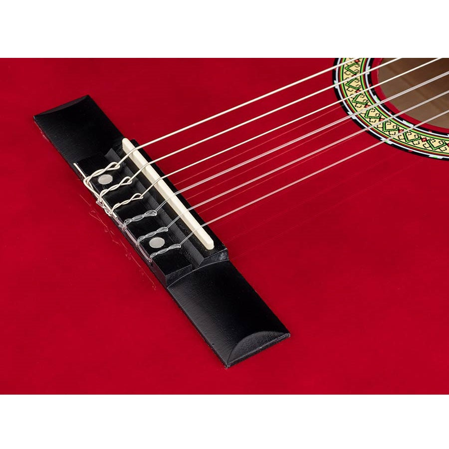 A. Martinez MTC080R 4/4 klasszikus gitár, átlátszó piros kivitel