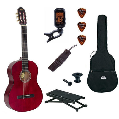 Valencia VC204TWR Basic3 4/4 Klasszikus gitár szett, vörös