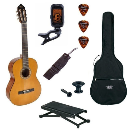 Valencia VC204 Basic3 Klasszikus gitár szett 4/4, natúr, Hangszer beállítással