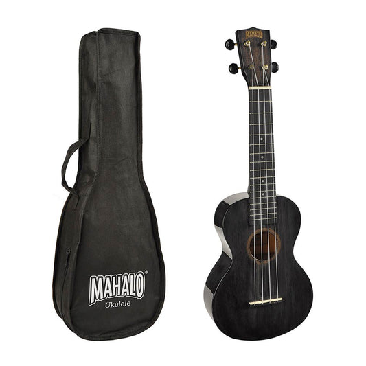 Mahalo MH2WTBK Koncert ukulele szett, széles nyak (40 mm), Transparent Black