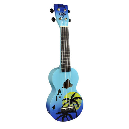 Mahalo MD1HABUB Szoprán ukulele készlet, Designer Hawaii sorozat, kék burst kivitel, tok